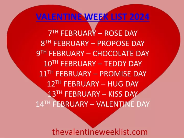 valentine week list 2024 7 th february rose