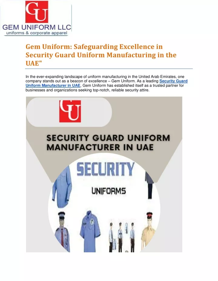 gem uniform safeguarding excellence in security