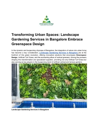 Transforming Urban Spaces_ Landscape Gardening Services in Bangalore Embrace Greenspace Design