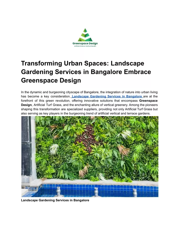 transforming urban spaces landscape gardening