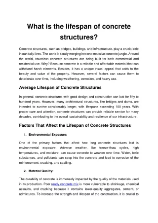 What is the lifespan of concrete structures