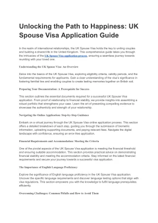 Unlocking the Path to Happiness_ UK Spouse Visa Application Guide