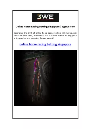 Online Horse Racing Betting Singapore  Sg3we.com