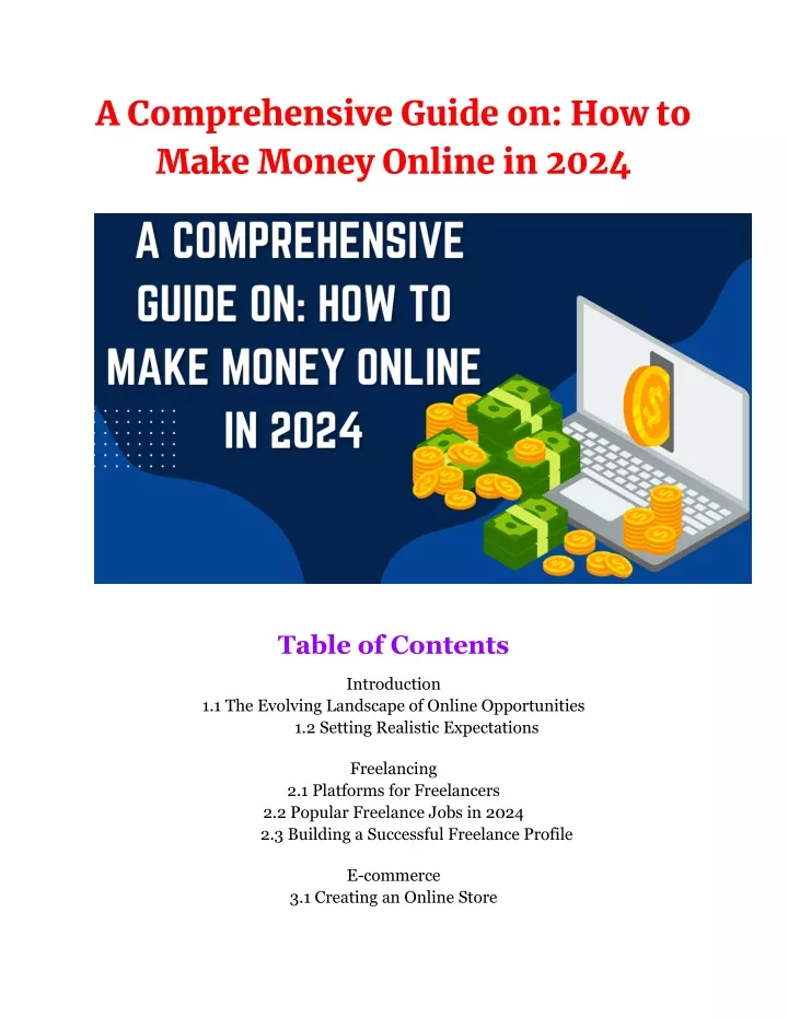 a comprehensive guide on how to make money online