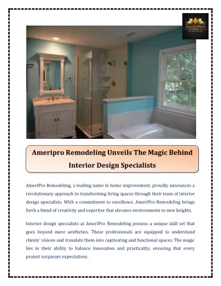 Ameripro Remodeling Unveils The Magic Behind Interior Design Specialists