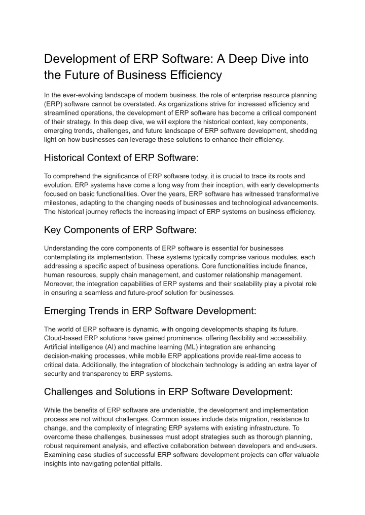 development of erp software a deep dive into