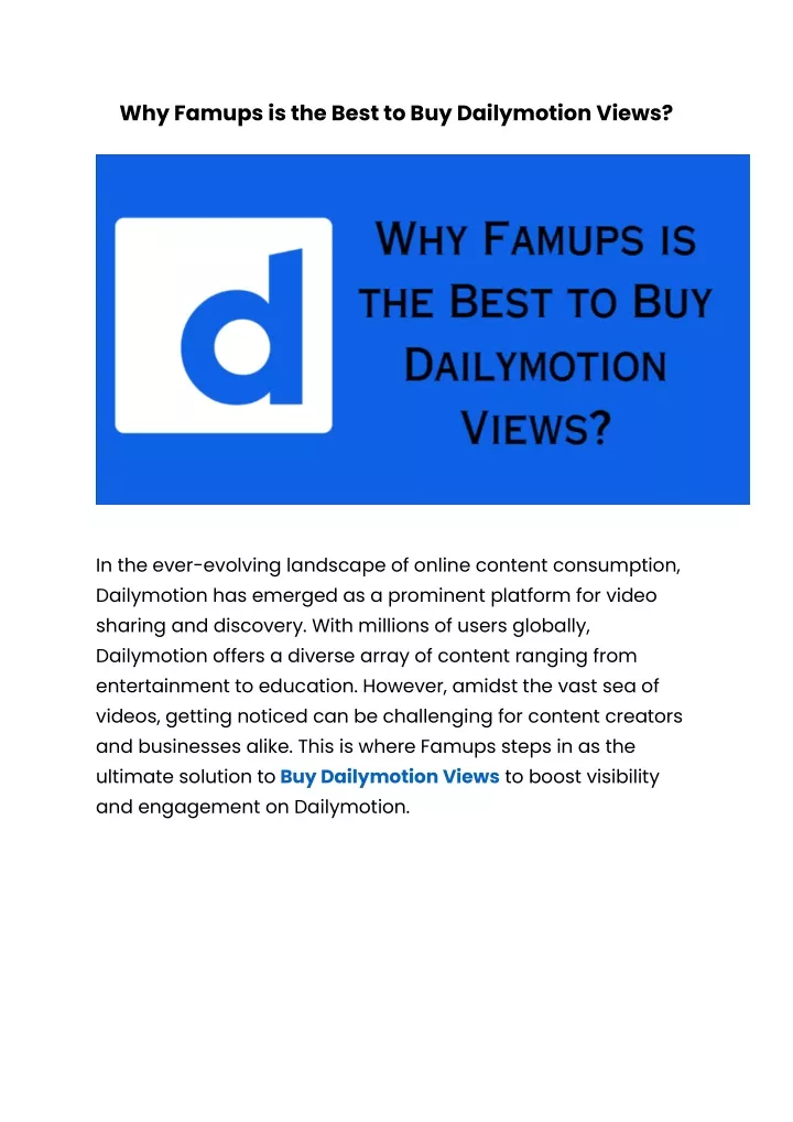 why famups is the best to buy dailymotion views