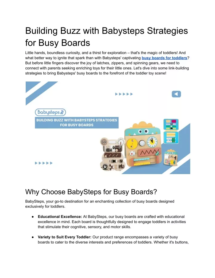 building buzz with babysteps strategies for busy