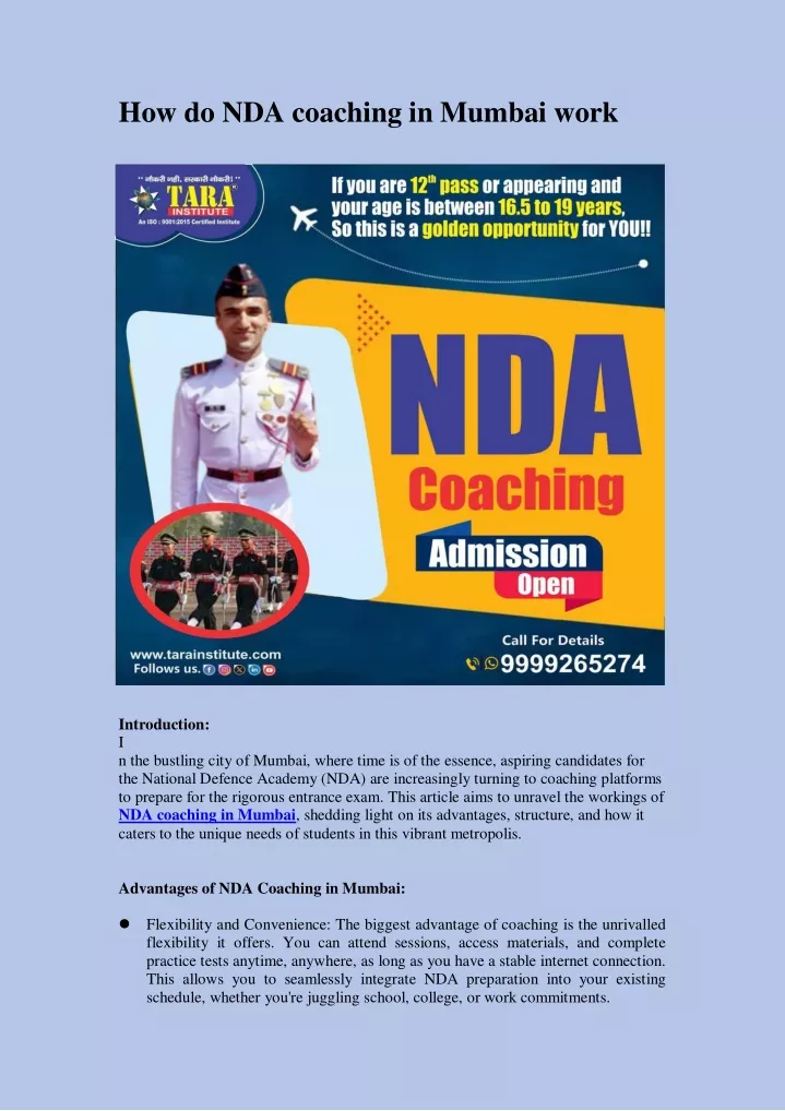 how do nda coaching in mumbai work