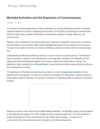 Merkaba Activation and the Expansion of Consciousness
