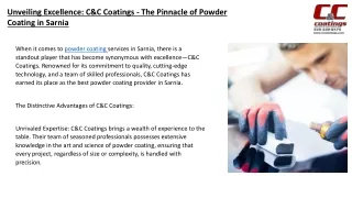 Unveiling Excellence C&C Coatings - The Pinnacle of Powder Coating in Sarnia