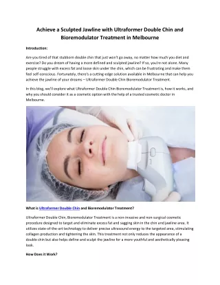 Ultraformer Double Chin and Bioremodulator Treatment in Melbourne