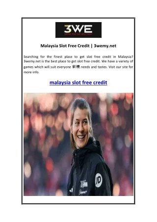 Malaysia Slot Free Credit  3wemy.net