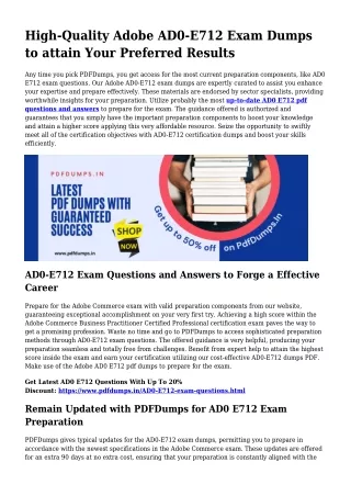 AD0-E712 Exam Dumps Advised Study For Passing AD0 E712 Exam