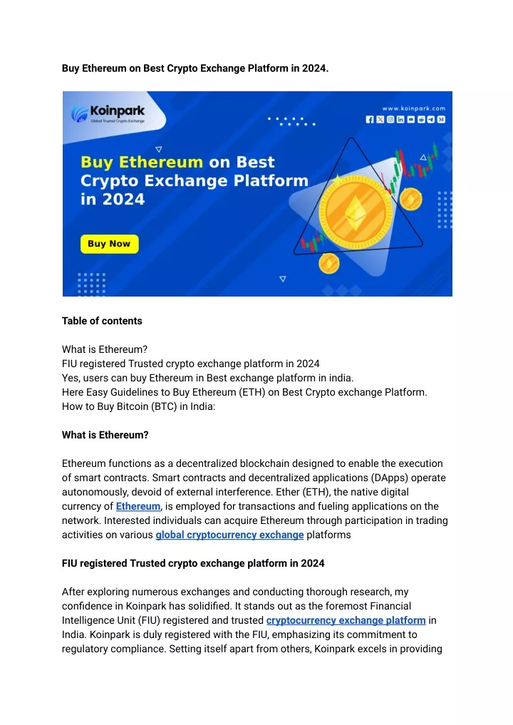 buy ethereum on best crypto exchange platform
