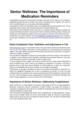 senior wellness the importance of medication