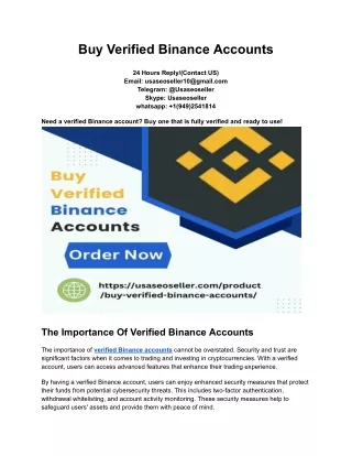 Buy Verified Binance Accounts