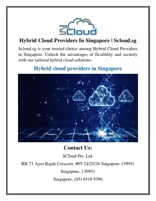 Hybrid Cloud Providers In Singapore  Scloud.sg