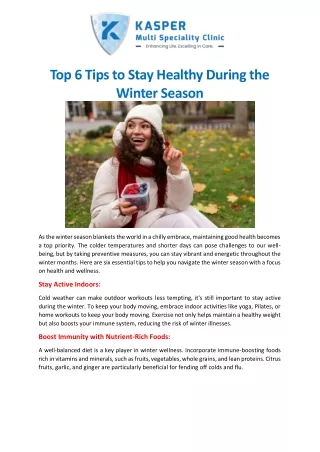Top 6 Tips to Stay Healthy During the Winter Season