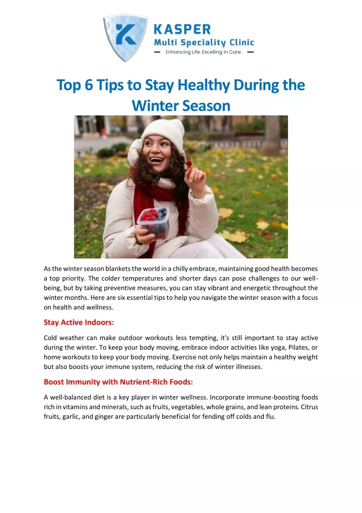 top 6 tips to stay healthy during the winter