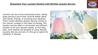 Streamline Your Laundry Routine with Wichita Laundry Service