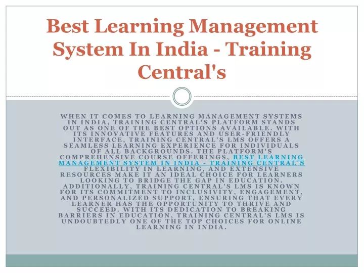 best learning management system in india training central s