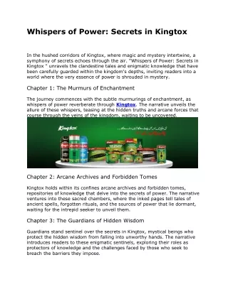 whispers of power secrets in kingtox