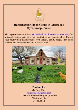 Handcrafted Chook Coops In Australia Mycosycoop.com.au