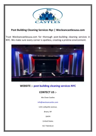 Post Building Cleaning Services Nyc  Wecleancastlesusa.com
