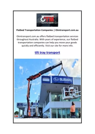 Flatbed Transportation Companies Otmtransport.com.au