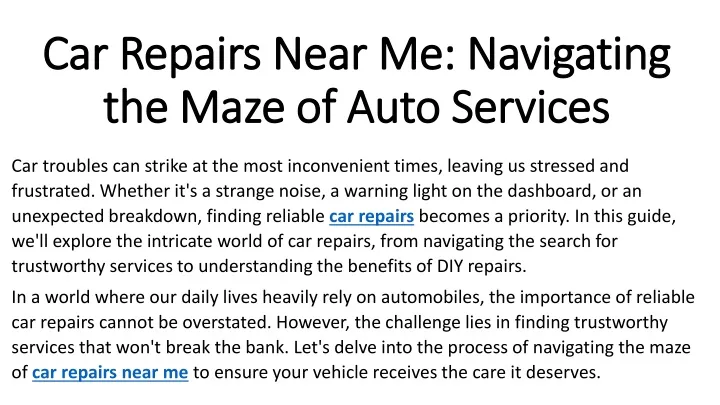 car repairs near me navigating the maze of auto services