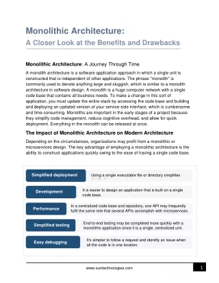 Monolithic Architecture:  A Closer Look at the Benefits and Drawbacks