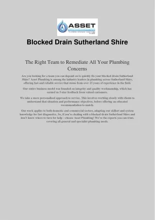 Blocked Drain Sutherland Shire