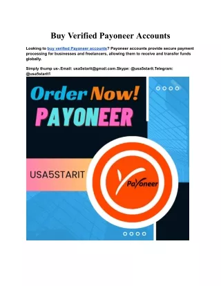 Buy Verified Payoneer Accounts