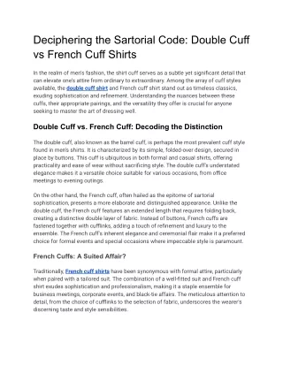 Deciphering the Sartorial Code_ Double Cuff vs French Cuff Shirts