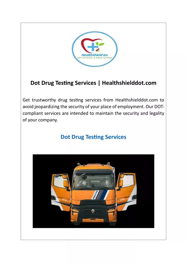 dot drug testing services healthshielddot com