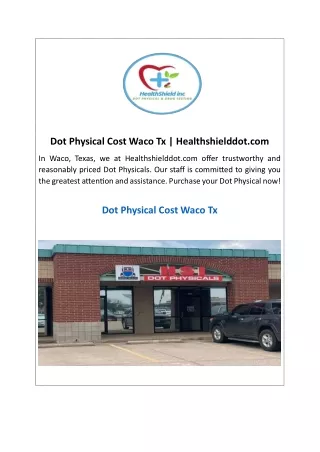 Dot Physical Cost Waco Tx  Healthshielddot