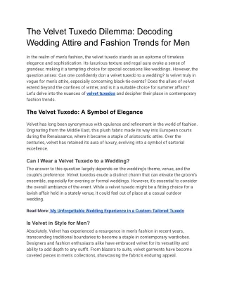 The Velvet Tuxedo Dilemma_ Decoding Wedding Attire and Fashion Trends for Men