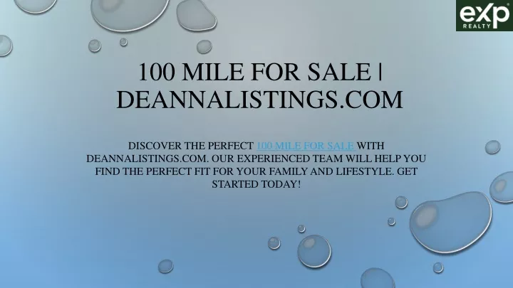 100 mile for sale deannalistings com