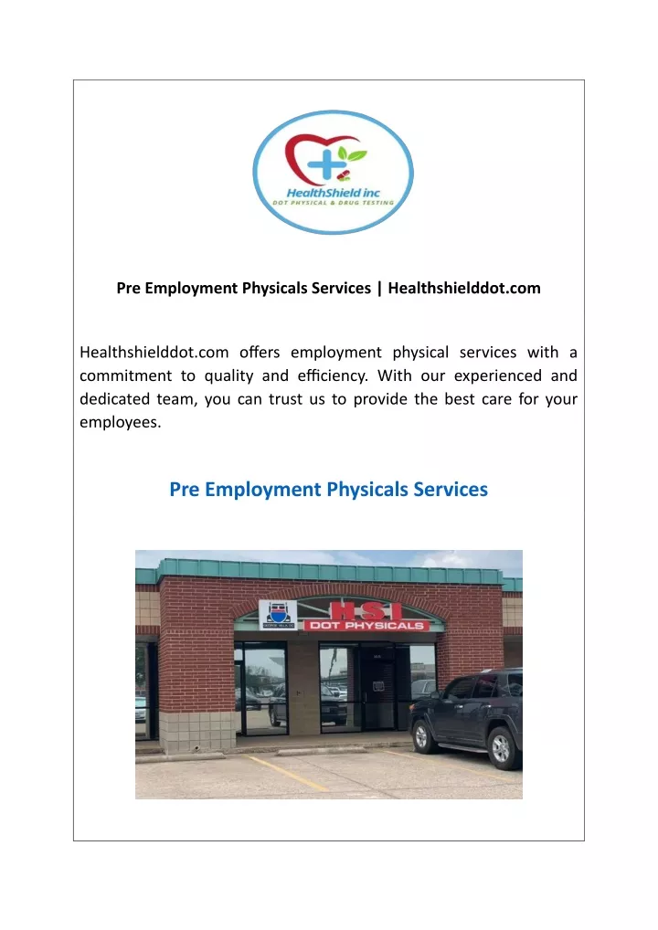 pre employment physicals services healthshielddot