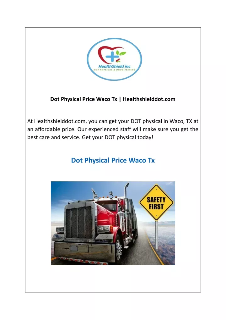 dot physical price waco tx healthshielddot com