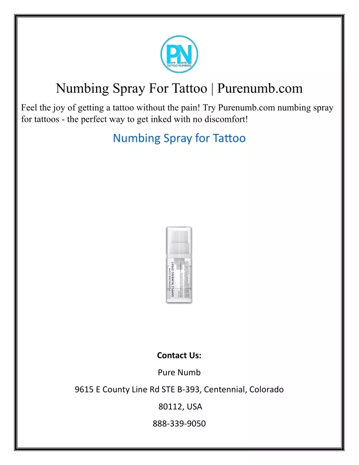 numbing spray for tattoo purenumb com