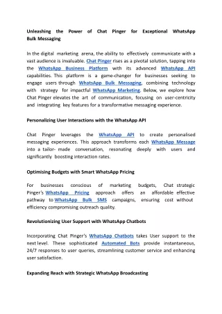 Unleashing the Power of Chat Pinger for Exceptional WhatsApp Bulk Messaging