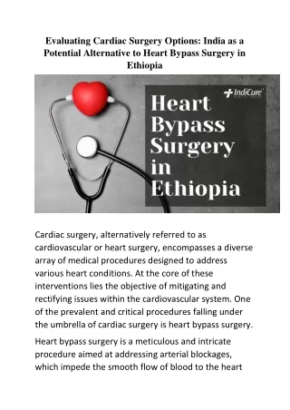 Evaluating Cardiac Surgery Options-India as a Potential Alternative to Heart Bypass Surgery in Ethiopia