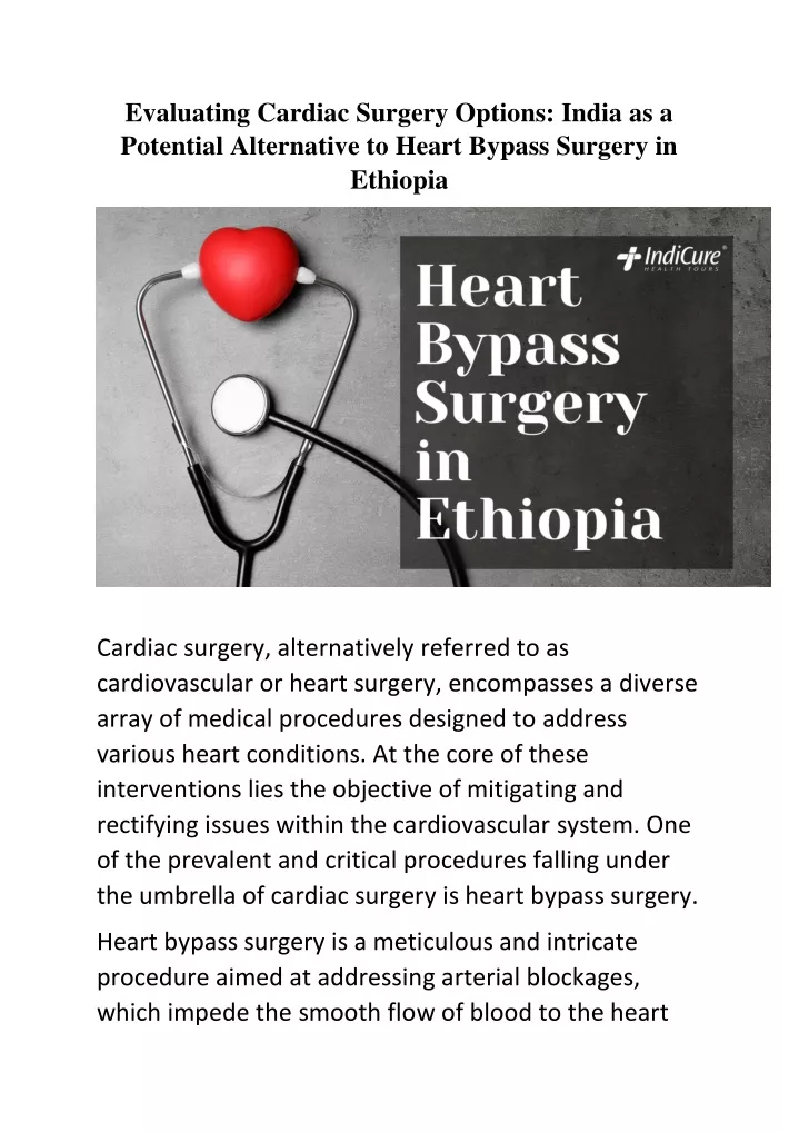 evaluating cardiac surgery options india