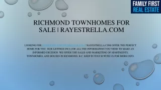 Richmond Townhomes For Sale  Rayestrella.com