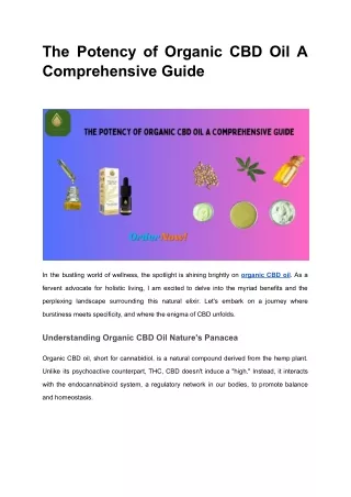 the potency of organic cbd oil a comprehensive