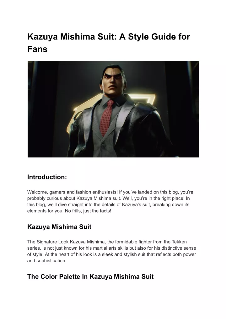 kazuya mishima suit a style guide for fans