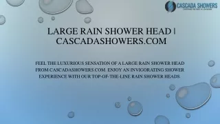 Large Rain Shower Head  Cascadashowers.com