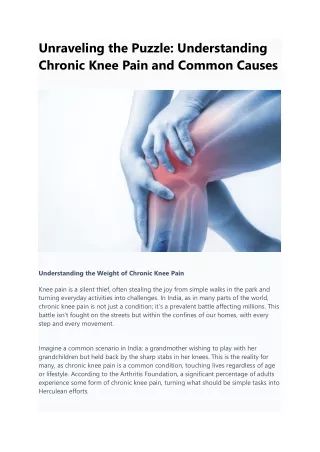 Understanding Chronic Knee Pain and Common Causes